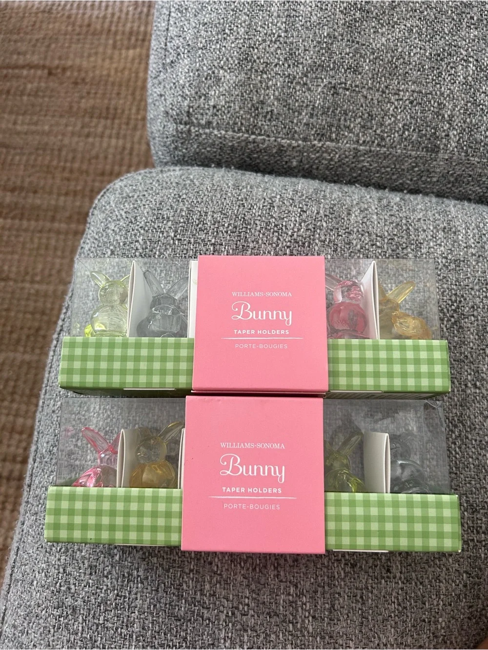 Williams Sonoma Bunny Taper Holders — Yellow, Pink, Silver, Lime